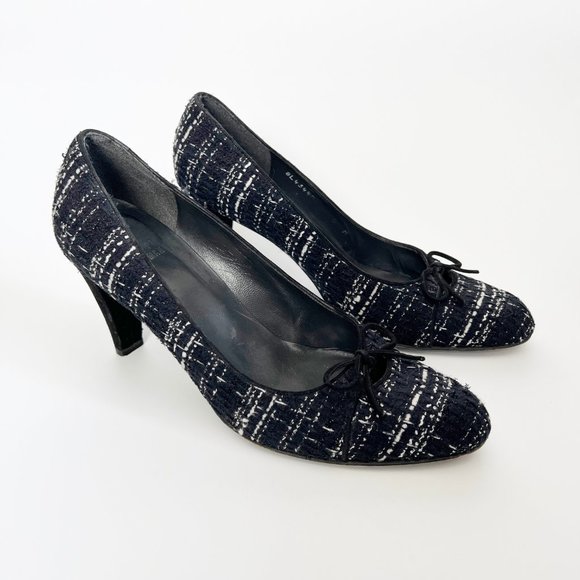 Stuart Weitzman Tweed Leather Mary Jane Pump High Heel Feminine Preppy Academia - Picture 3 of 8
